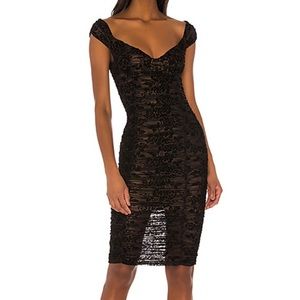 Majorelle Tabitha Floral Velvet Bodycon Midi Dress